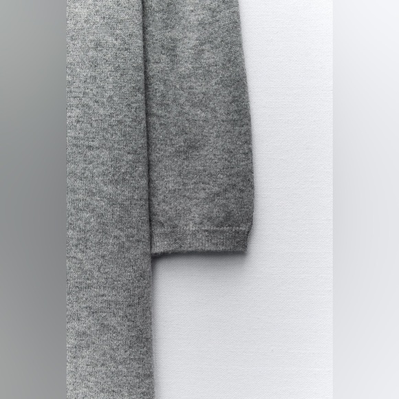 NWT. Zara Gray Wool Blend Knit Buttoned Multi-positional Midi Dress. Size L. - Picture 11 of 15